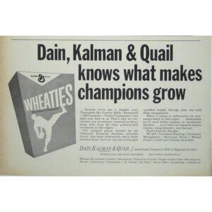 Vintage 1968 Wheaties Print Advert AD General Mills Promoting Champions Growth